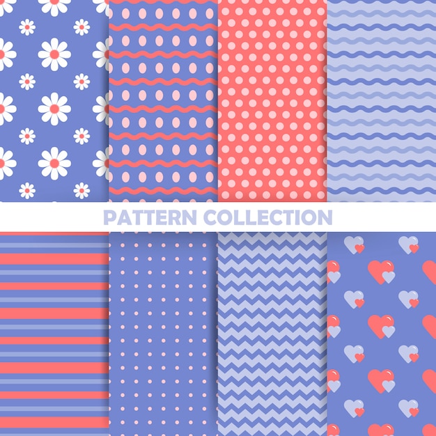 Set of seamless patterns in retro style