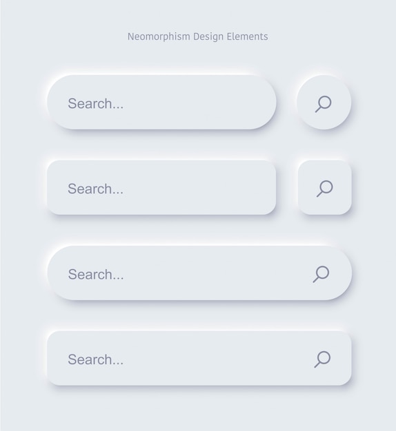 set of search bar form templates of neumorphic interface