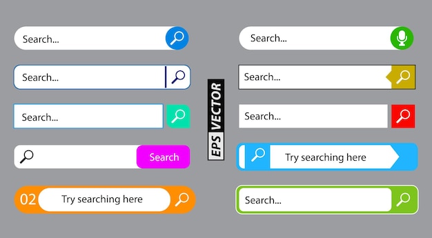 set of search bar or search boxes ui interface for website
