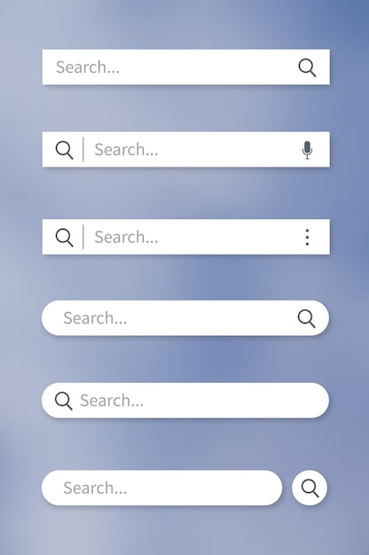Set of search bar with falling shadow. Vector concept element for web design, app, software and interface design. Ready search bar for website.