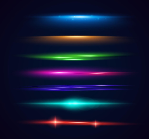set of shining sparkles and lens flares glowing lights isolated on transparent background vector ill...