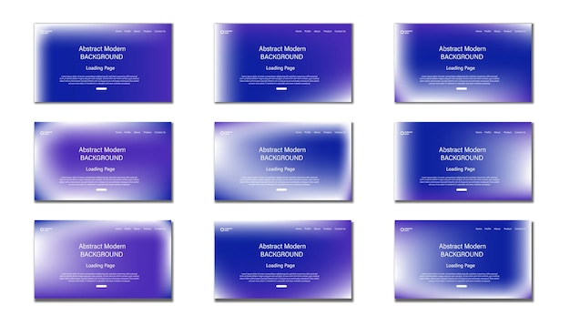 set of sign up and sign in forms in mesh gradient color blue and white gradient uiux loading page