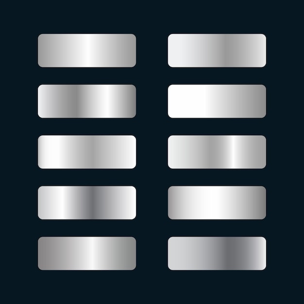 Set of silver metallic steel gradients