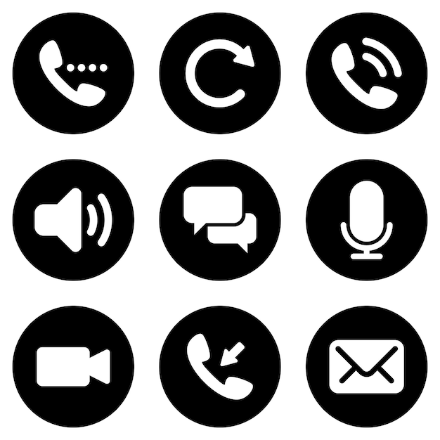 Set of simple icons on a theme phone call