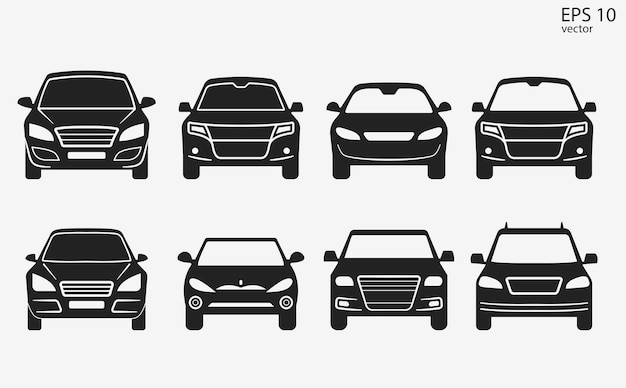 set of simple vector icons for cars of different classes