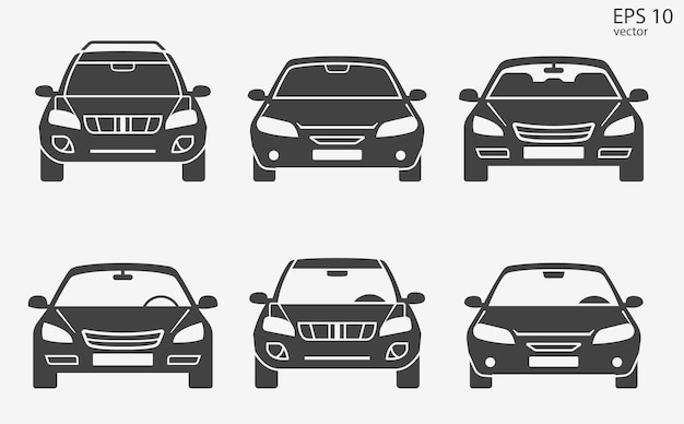 set of simple vector icons for cars of different classes