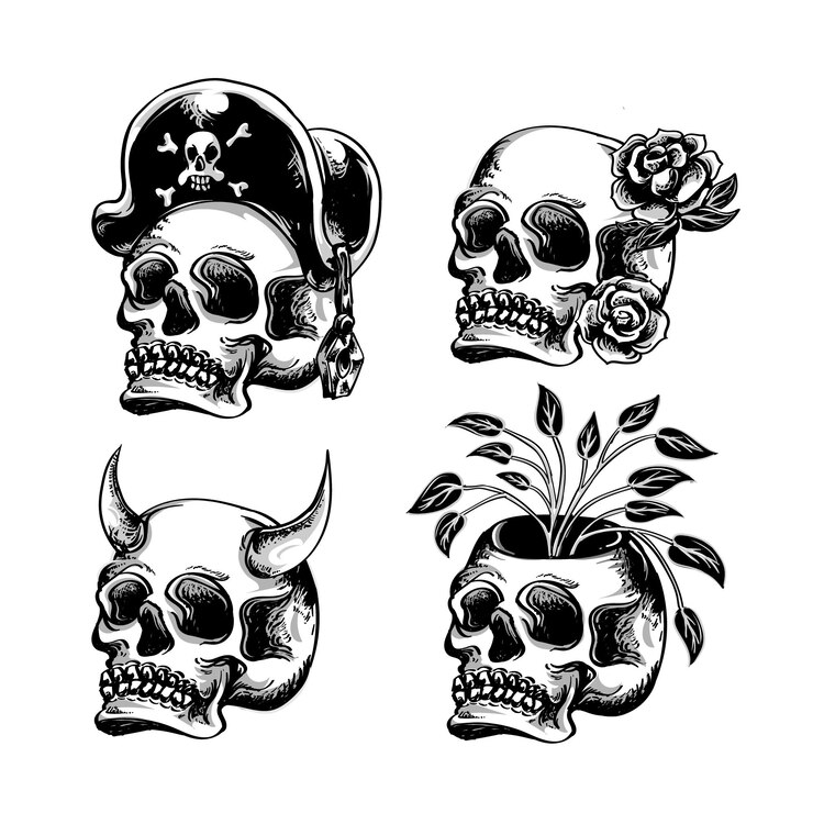 Vektör set of skull head vector illustration