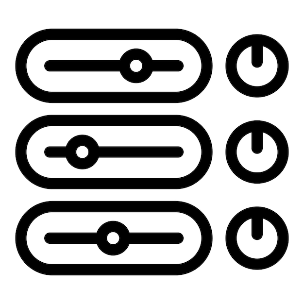Set of sliders and buttons for adjusting settings
