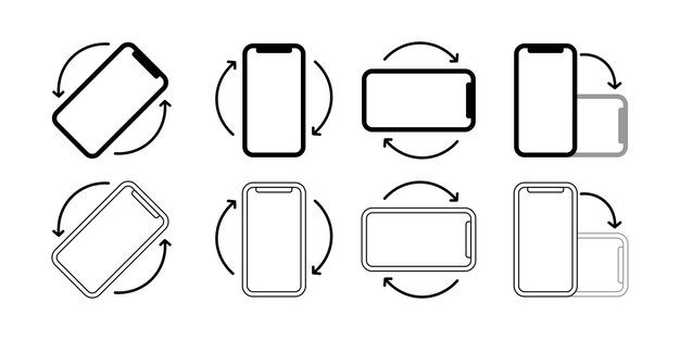 set of smartphone play icons Phone screen rotation