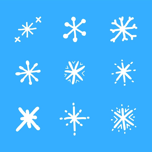 Set of snowflake hand drawn for winter seasonal holiday element template