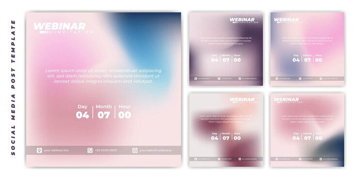 Vektör set of social media template with feminine abstract background for online advertising design