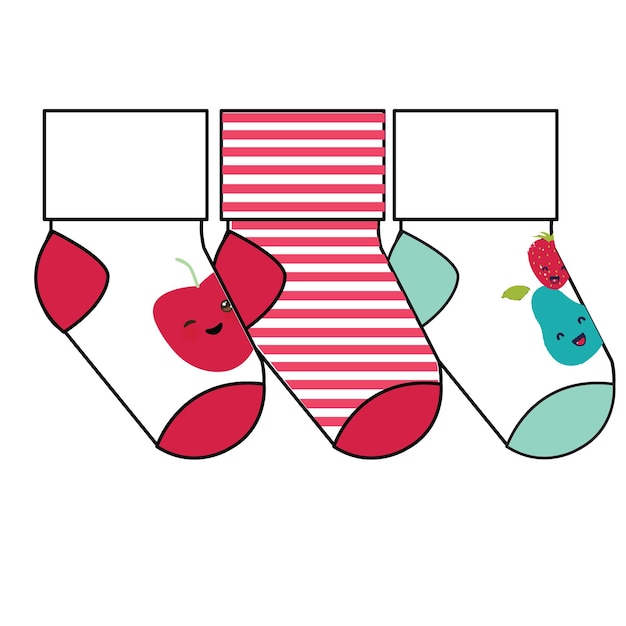 set of socks pattern. illustrations isolate sock with colored pattern