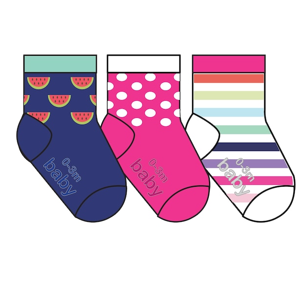 set of socks pattern. illustrations isolate sock with colored pattern
