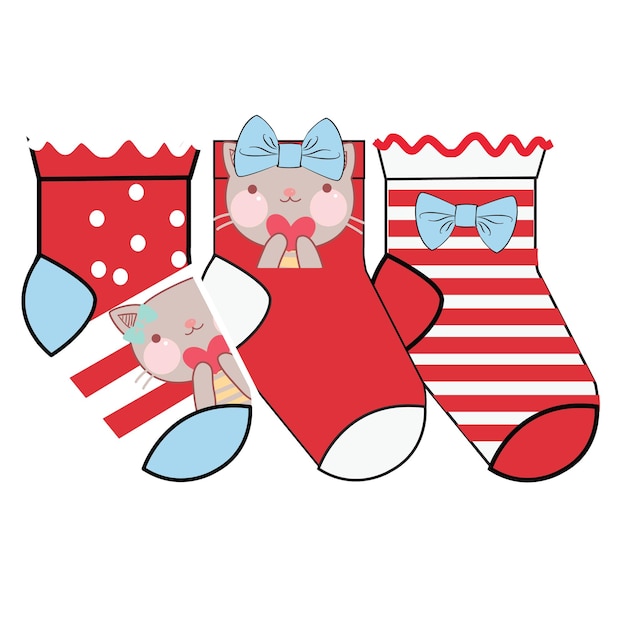 set of socks pattern. illustrations isolate sock with colored pattern