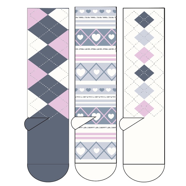 set of socks pattern. illustrations isolate sock with colored pattern