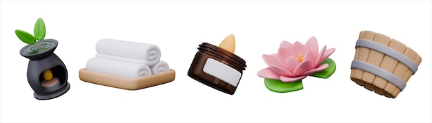 Set of spa objects in realistic style Isolated vector templates on white background