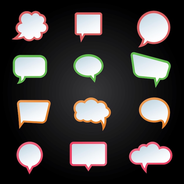 Set of speech bubbles Speak bubble text cartoon chatting box