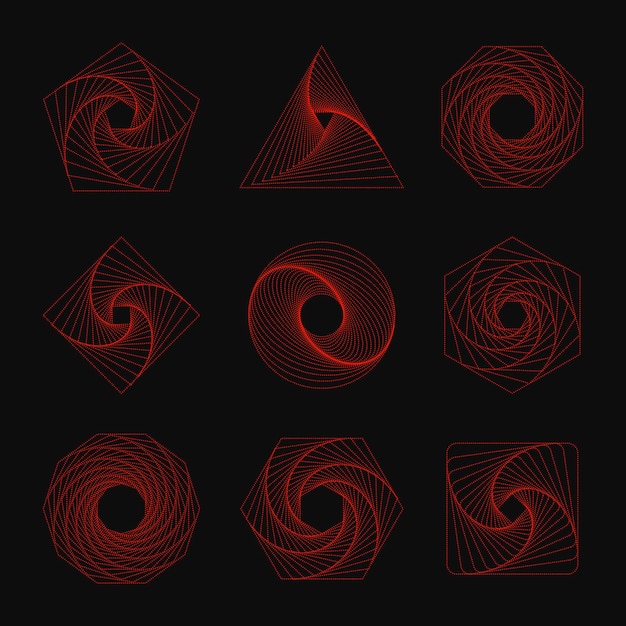 Set of speed shiny lines in circle form.