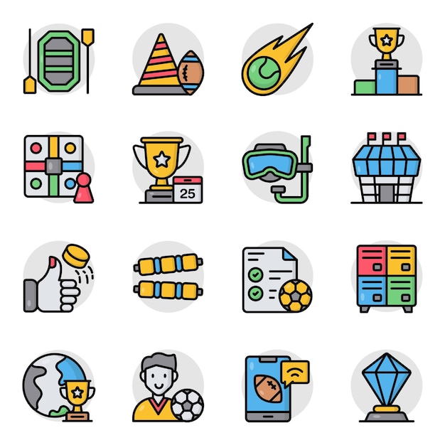 Set of Sports and Casino Flat Icons