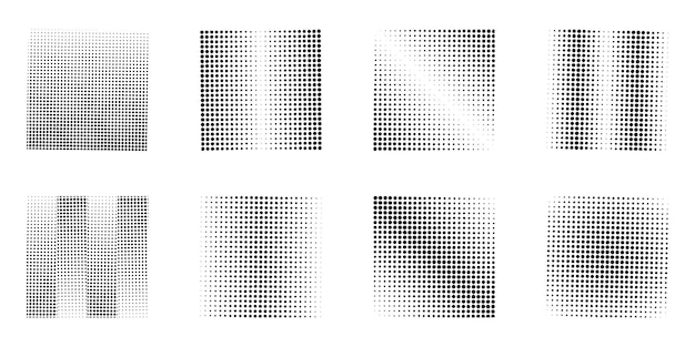 set of square shaped halftone dots isolated on white backgroundabstract dot squaressquare halftone
