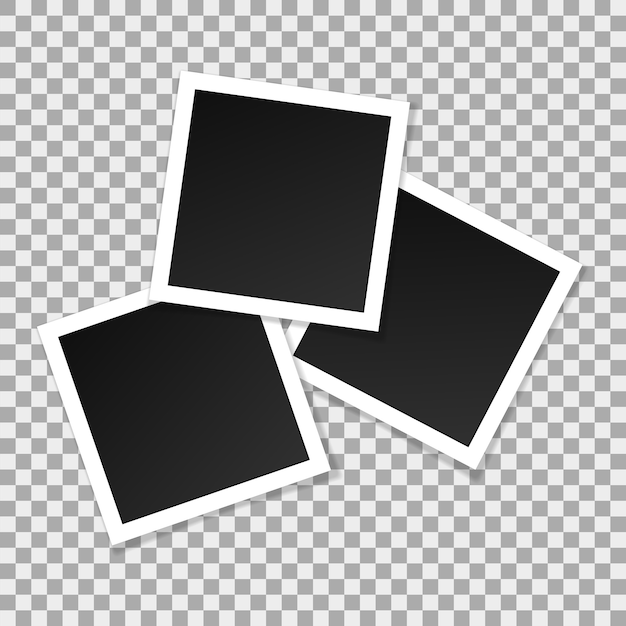 Set of square vector photo frames. Collage of realistic frames isolated