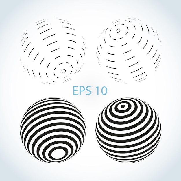Set of striped ball logo