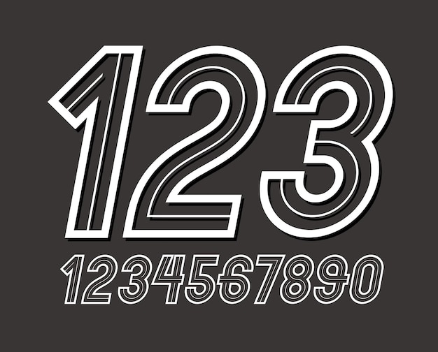 set of stylish retro rounded vector digits, modern numerals collection can be used in poster art creation.