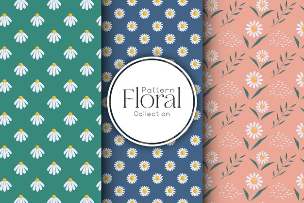 Set of summer floral patterns, minimalistic style