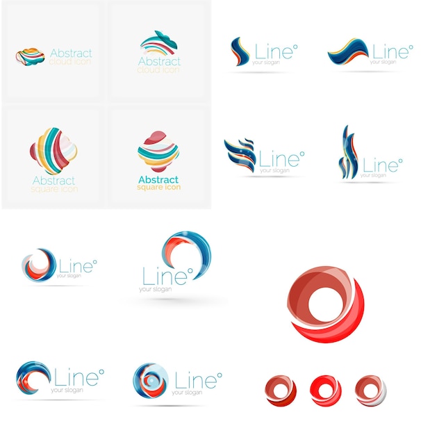 Set of swirl wave lines circle logo icons