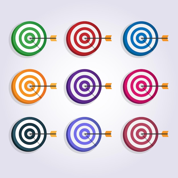 set of target audience vector colorful icons target client search customer vector illustration