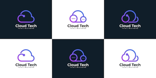 Set of technology cloud logo
