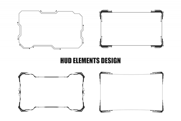 Set of technology hud elements design isolated