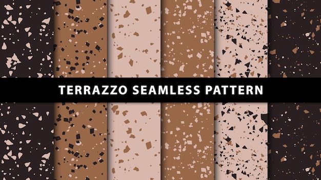 Set of terrazzo style seamless patterns. Premium Vector