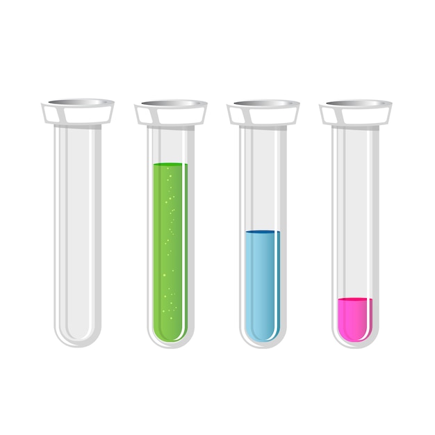 set of test-tubes with different color liquid.   design element.