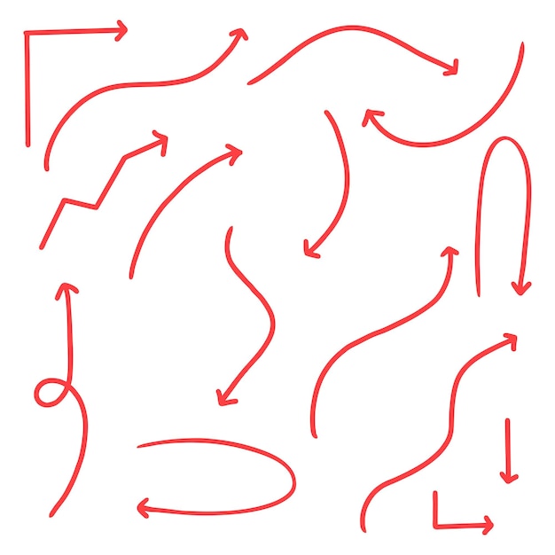 Set of thin line arrows