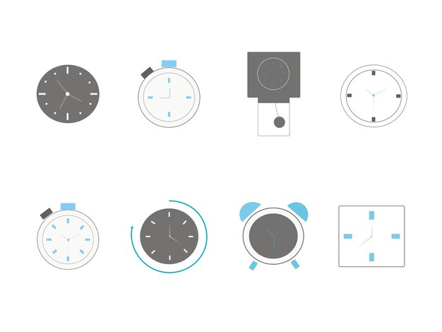 set of time and clock icons for web and mobile phone