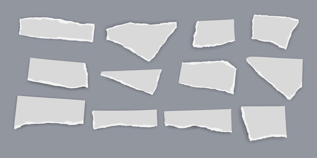 Set of torn paper fragments isolated on background Vector illustration