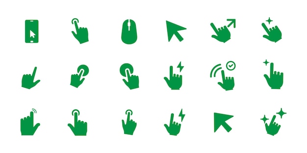 set of touch hand and cursor icons