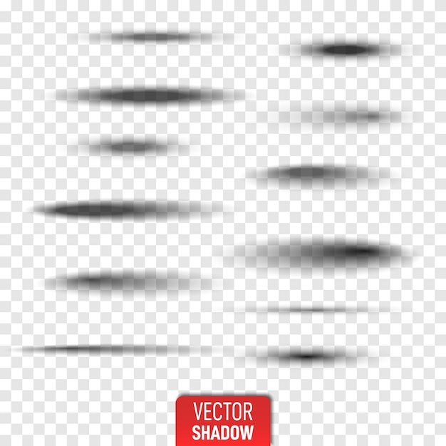 set of transparent oval shadow with soft edges isolated. realistic isolated shadow