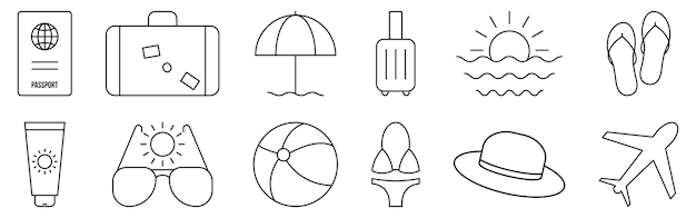 Set of travel line icons