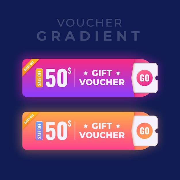 set of two coupons gradient color vector