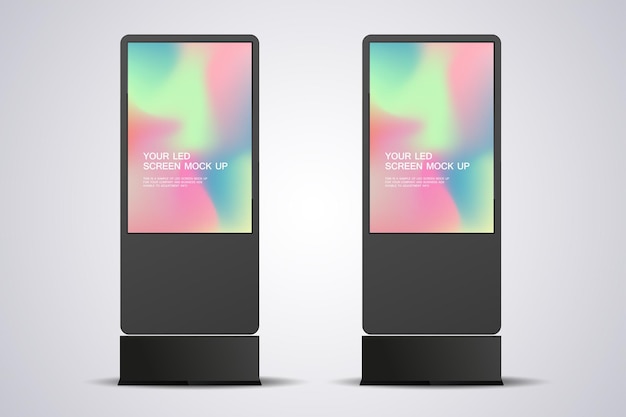 Set of two LED Screen Mockup in 3Ds of Realistic screen light box for out door signage vector design