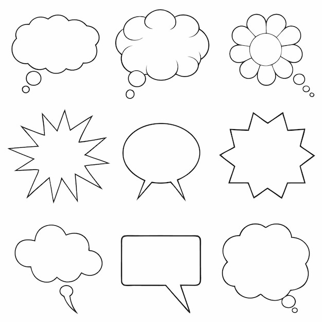 set of various speech bubbles for comics illustrations or text effects