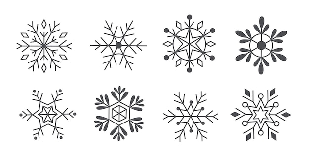 Set of various winter snowflakes