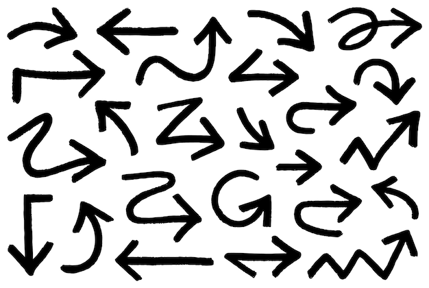 Set of vector arrows Hand drawn design elements different shapes