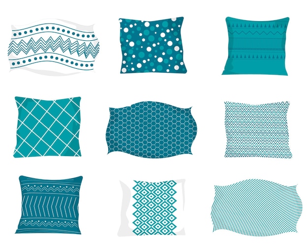 Set of Vector cartoon decorative pillows in scandinavian and boho style