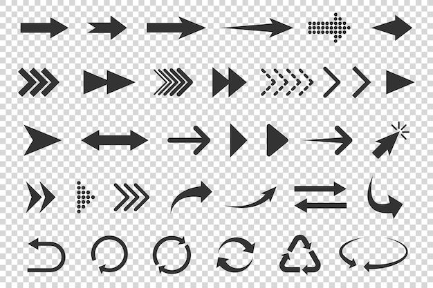 set of vector flat icons arrows isolated