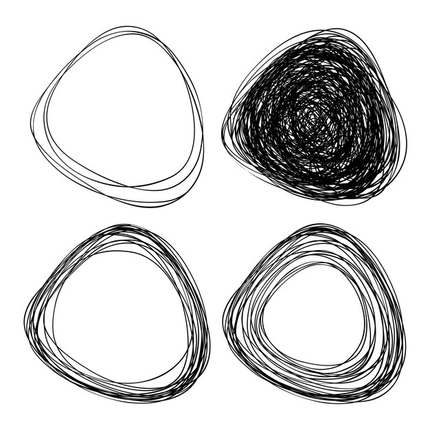 set of vector hand drawn circles using sketch drawing scribble circle lines doodle circular logo