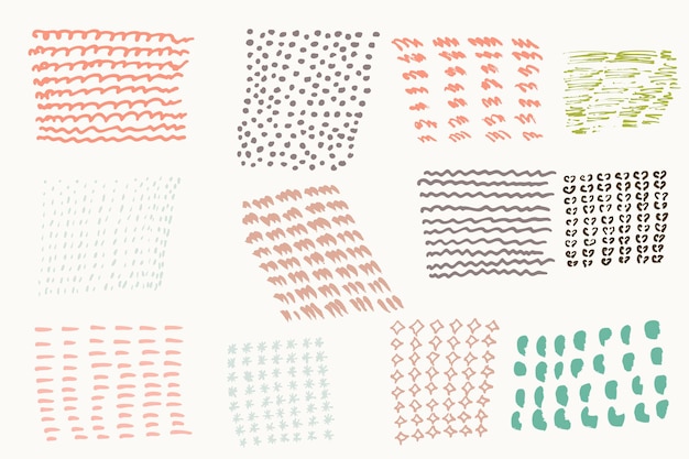 set of vector hand drawn textures