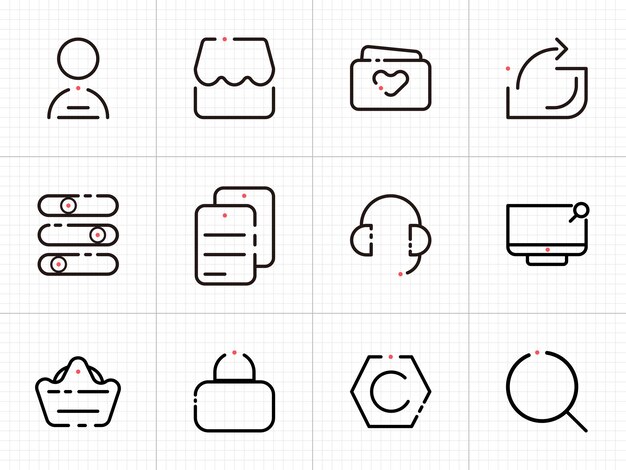Set of vector line icons for web design and mobile applications Collection of line icons for websit